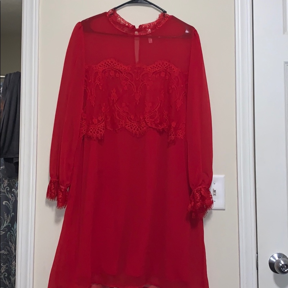 Red long sleeve dress